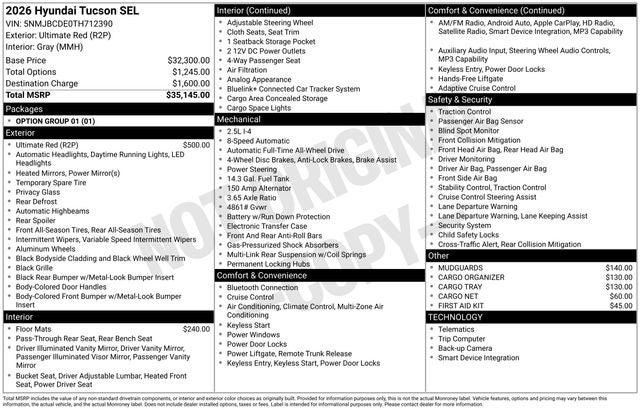 2026 Hyundai Tucson SEL AWD