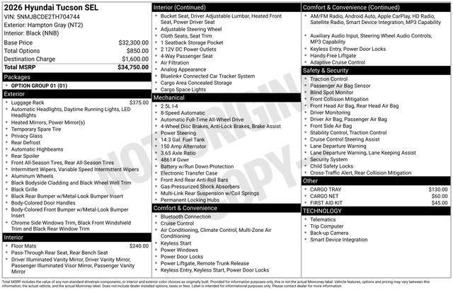 2026 Hyundai Tucson SEL AWD