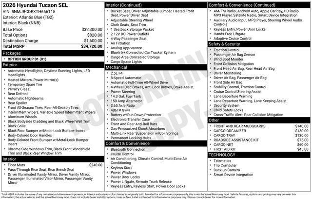 2026 Hyundai Tucson SEL AWD