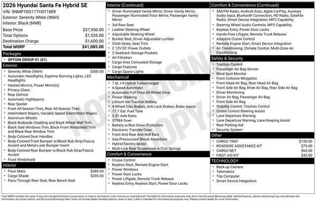 2026 Hyundai Santa Fe Hybrid SE