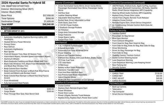 2026 Hyundai Santa Fe Hybrid SE