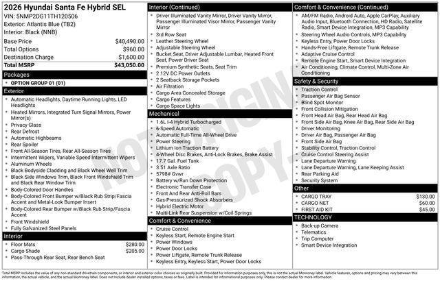 2026 Hyundai Santa Fe Hybrid SEL