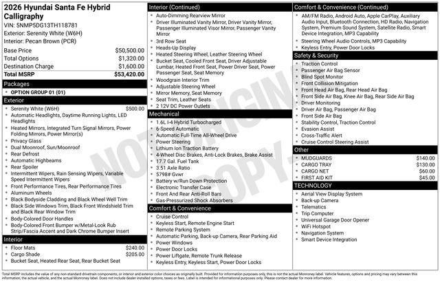 2026 Hyundai Santa Fe Hybrid Calligraphy