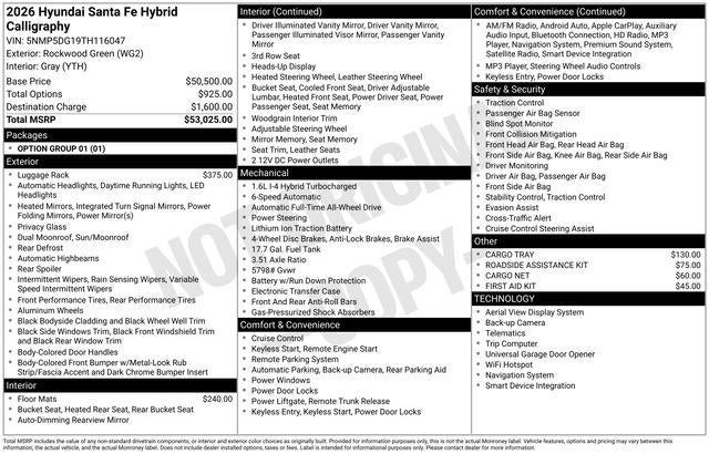 2026 Hyundai Santa Fe Hybrid Calligraphy