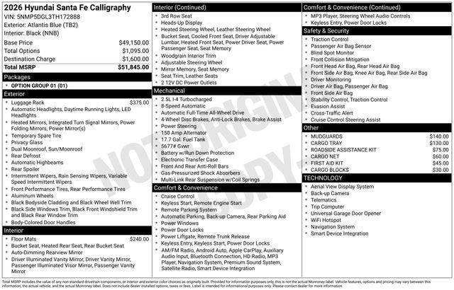 2026 Hyundai Santa Fe Calligraphy AWD