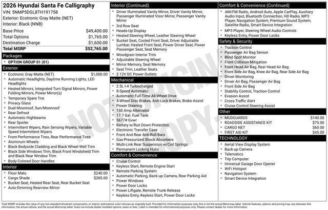 2026 Hyundai Santa Fe Calligraphy AWD