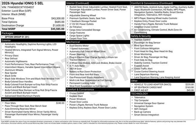 2026 Hyundai IONIQ 5 SEL