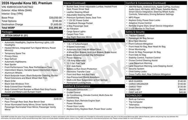 2026 Hyundai Kona SEL Premium AWD