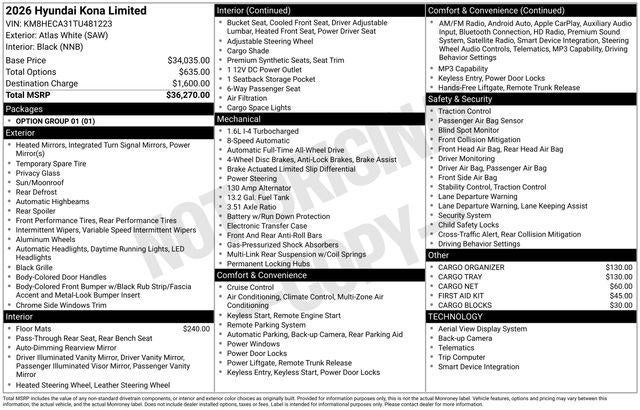 2026 Hyundai Kona Limited AWD