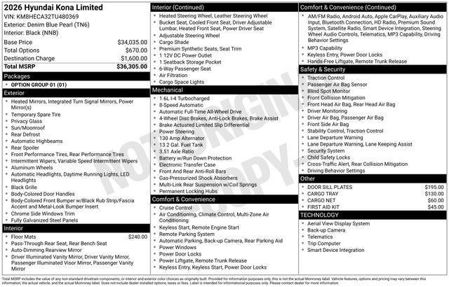 2026 Hyundai Kona Limited AWD