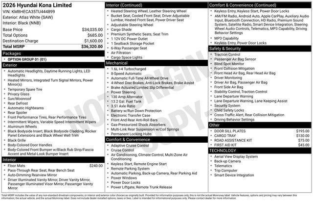 2026 Hyundai Kona Limited AWD