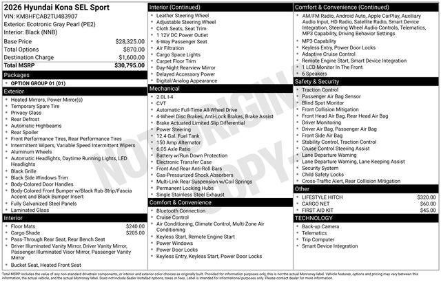 2026 Hyundai Kona SEL Sport AWD