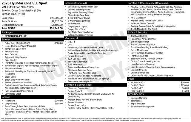 2026 Hyundai Kona SEL Sport AWD