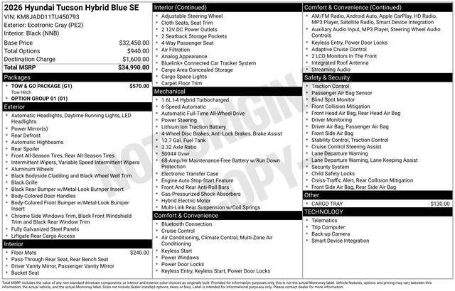 2026 Hyundai Tucson Hybrid Blue