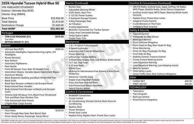 2026 Hyundai Tucson Hybrid Blue