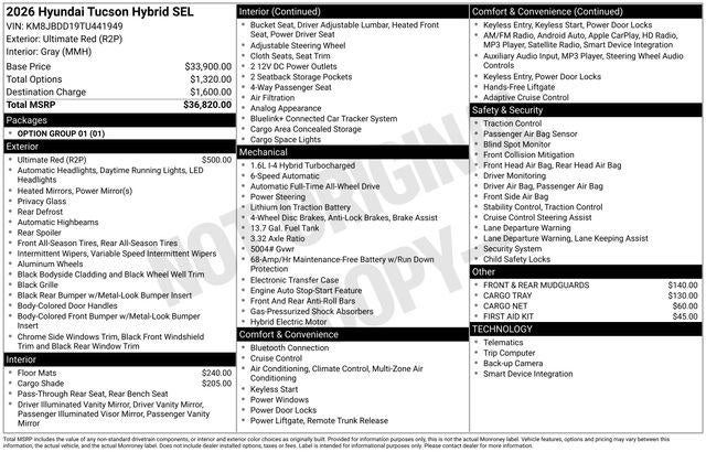 2026 Hyundai Tucson Hybrid SEL AWD