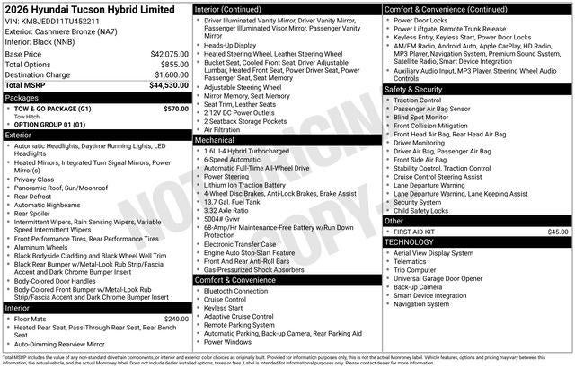 2026 Hyundai Tucson Hybrid Limited