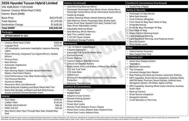 2026 Hyundai Tucson Hybrid Limited