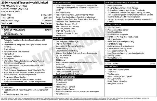 2026 Hyundai Tucson Hybrid Limited