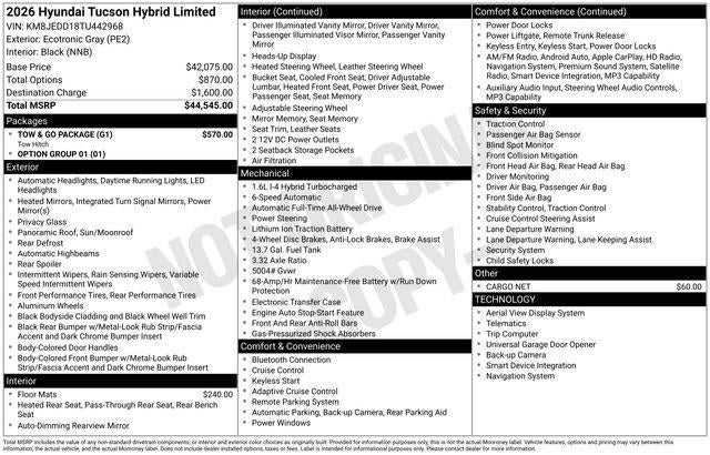 2026 Hyundai Tucson Hybrid Limited