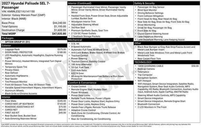 2027 Hyundai Palisade SEL AWD