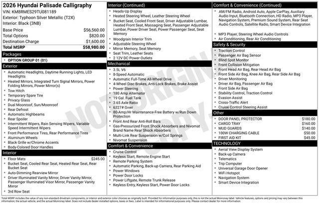 2026 Hyundai Palisade Calligraphy AWD