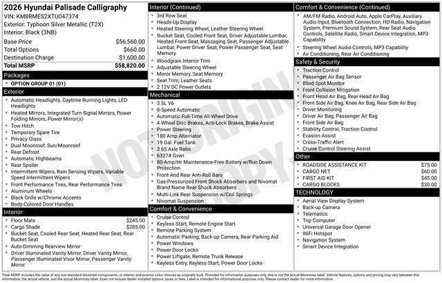2026 Hyundai Palisade Calligraphy AWD