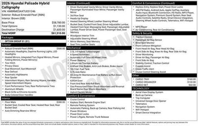 2026 Hyundai Palisade Hybrid Calligraphy