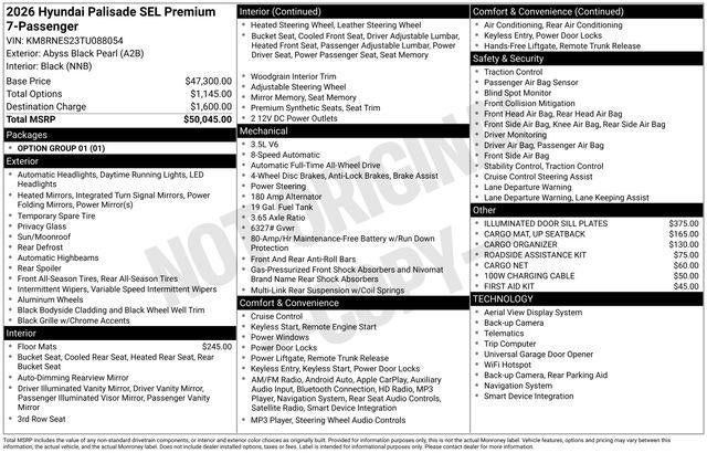 2026 Hyundai Palisade SEL Premium AWD