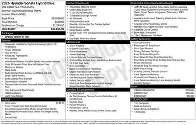 2026 Hyundai Sonata Hybrid Blue