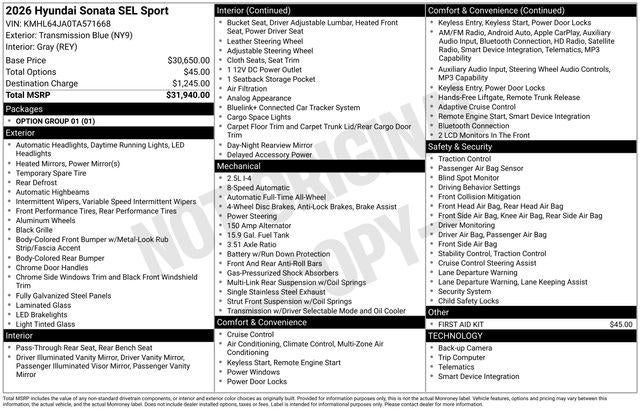 2026 Hyundai Sonata SEL Sport