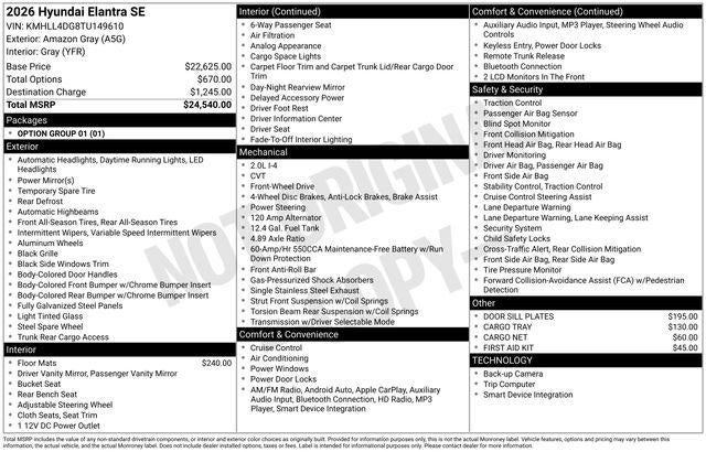 2026 Hyundai Elantra SE
