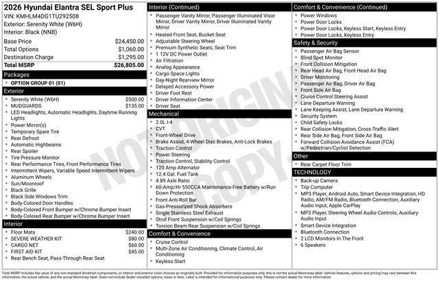2026 Hyundai Elantra SEL Sport Plus