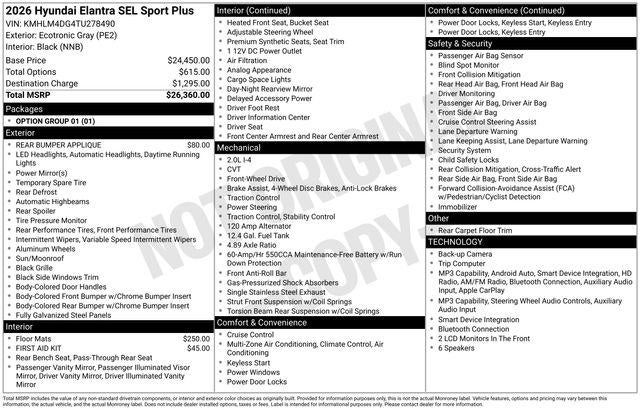 2026 Hyundai Elantra SEL Sport Plus