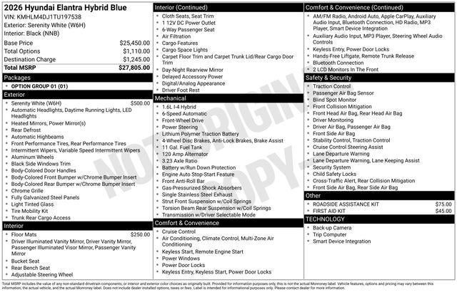 2026 Hyundai Elantra Hybrid Blue