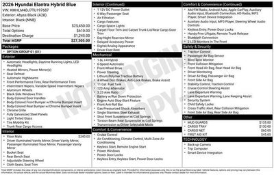 2026 Hyundai Elantra Hybrid Blue