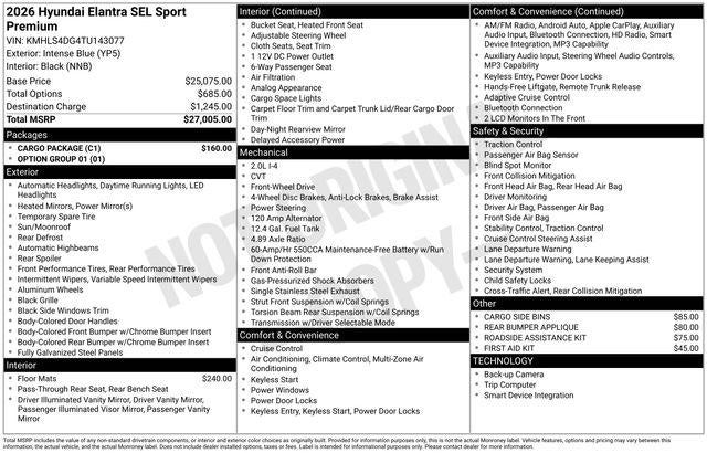 2026 Hyundai Elantra SEL Sport Premium