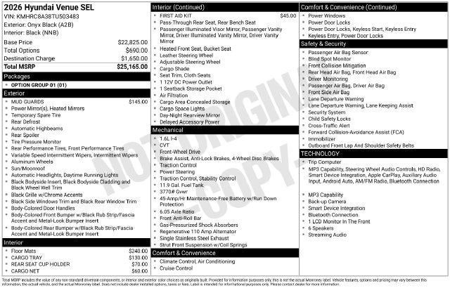 2026 Hyundai Venue SEL