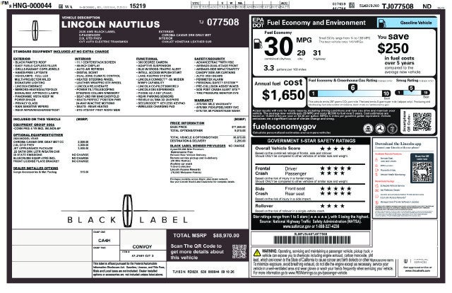 2026 Lincoln Nautilus Hybrid Black Label