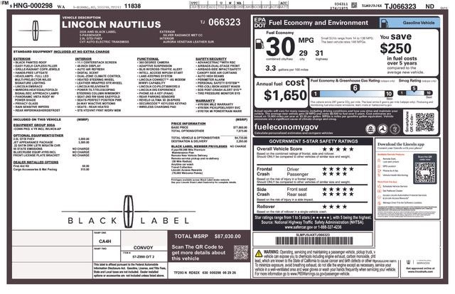 2026 Lincoln Nautilus Black Label